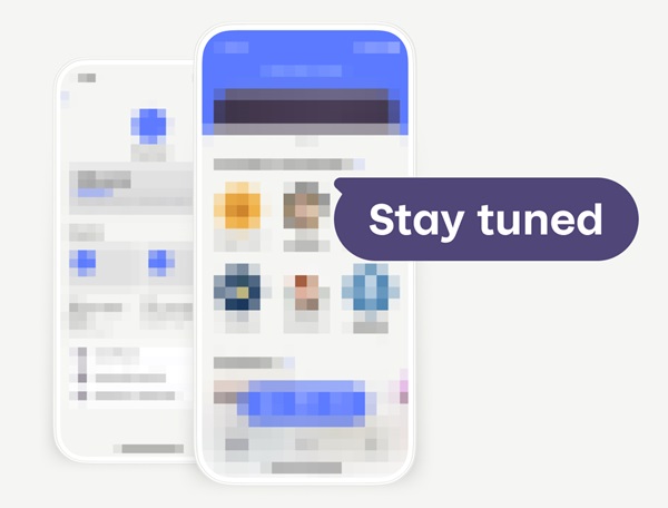 Picture of a blurred MobilePay screen with a text saying 'Stay tuned'