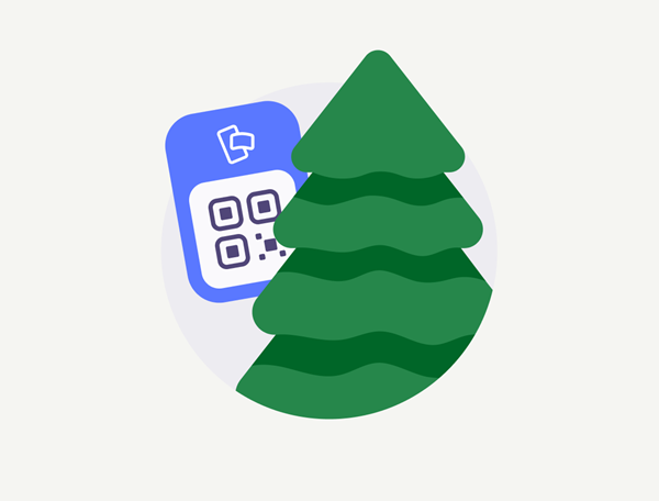 Joulukuusi ja MobilePay QR-koodi taustalla