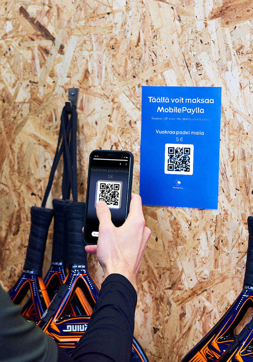 MobilePay Point of Salella padel mailan vuokran maksaminen.